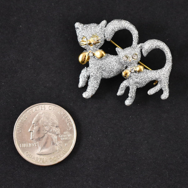 Vintage Silver Glitter Kittens Brooch Cats Like Us