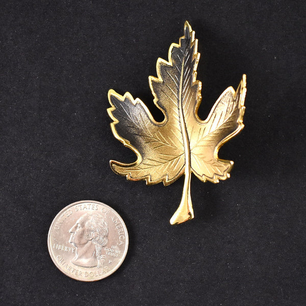 Vintage Simple Maple Leaf Brooch Pin Cats Like Us