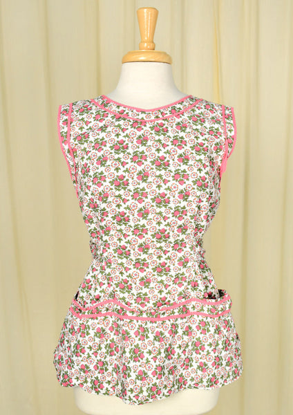 Vintage Strawberry Smock Apron Cats Like Us