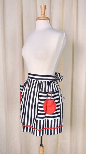 Vintage Striped Cherry Half Apron Cats Like Us