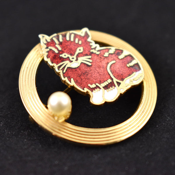Vintage Tiny Circle & Kitten Pin Cats Like Us