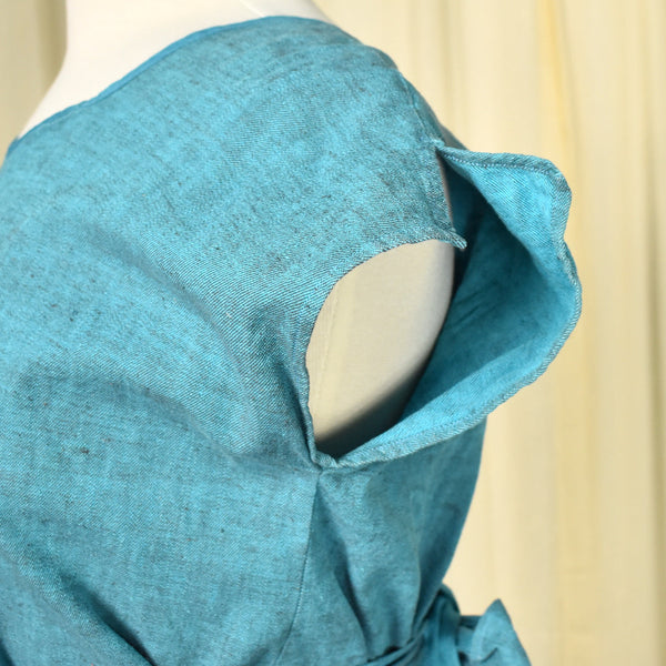 Vintage Turquoise Smock Apron Cats Like Us