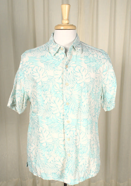 White & Aqua Palm Leaves Shirt Cats Like Us
