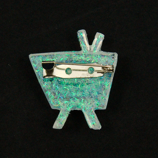 White Atomic Retro TV Brooch Cats Like Us