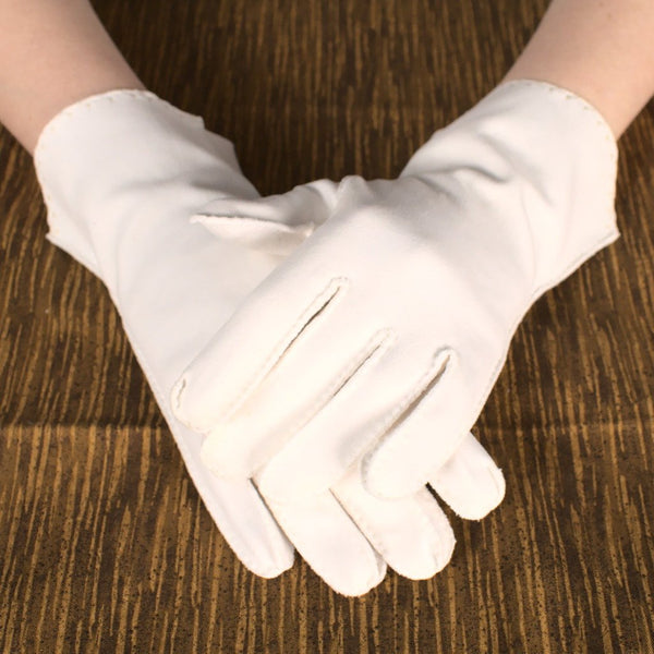 White Embroidered Hem Gloves Cats Like Us