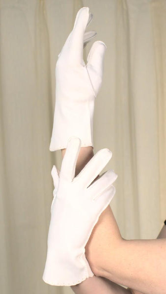 White Embroidered Hem Gloves Cats Like Us