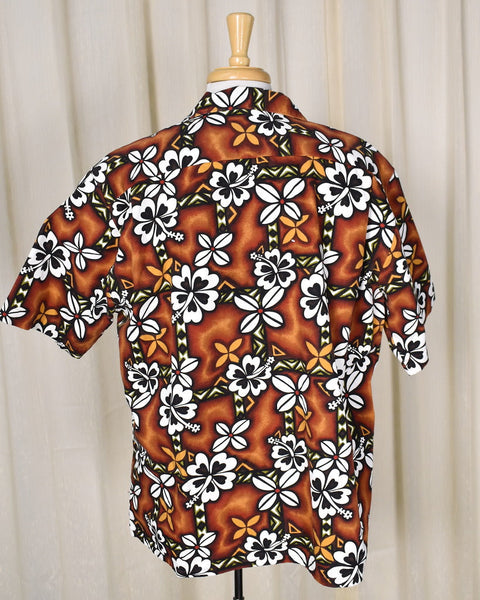 White Hibiscus Brown Shirt Cats Like Us