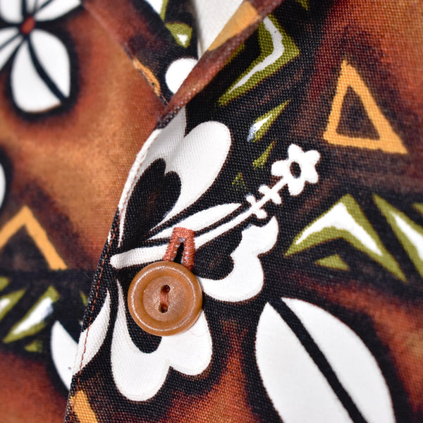 White Hibiscus Brown Shirt Cats Like Us