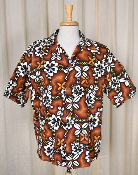 White Hibiscus Brown Shirt Cats Like Us