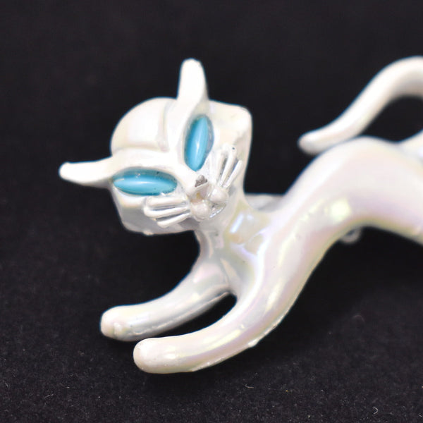 White Iridescent Cat Brooch Pin Cats Like Us