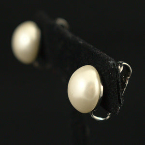 White Pearl Button Vintage Earrings Cats Like Us