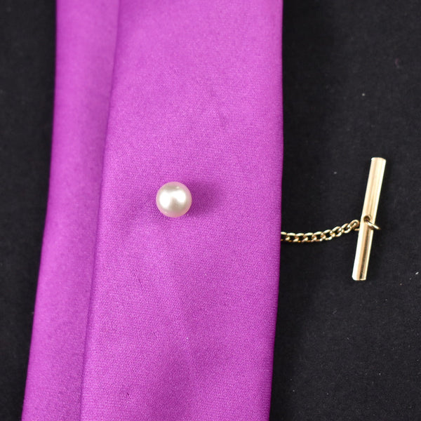 White Pearl Vintage Tie Tack Cats Like Us