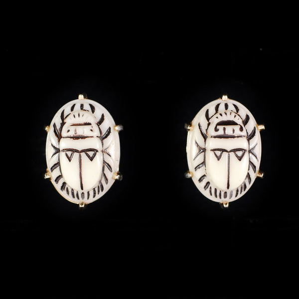 White Scarab Beetle Vintage Cuff Links Cats Like Us