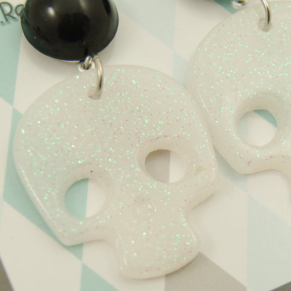 White Skull Confetti Earrings Cats Like Us