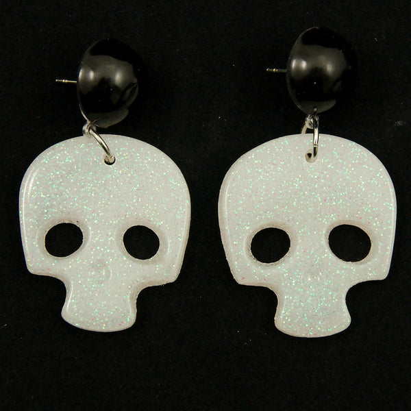White Skull Confetti Earrings Cats Like Us