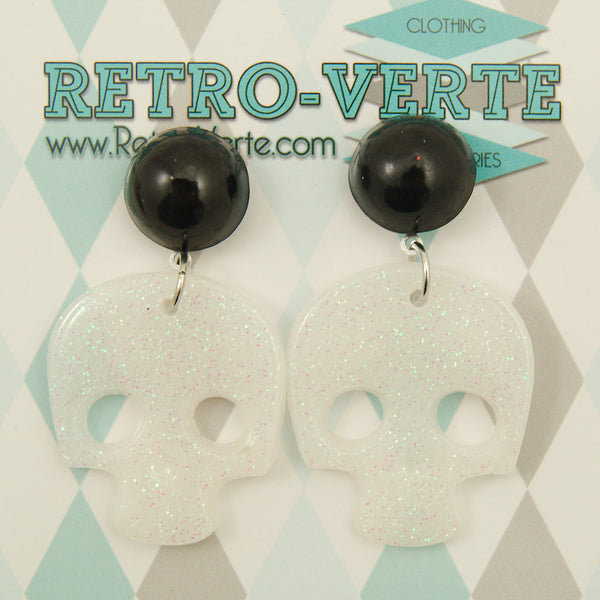 White Skull Confetti Earrings Cats Like Us