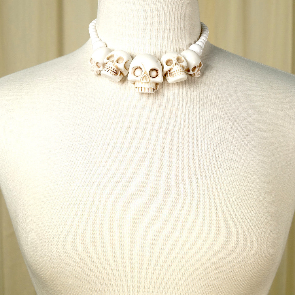 White Skull Necklace Cats Like Us