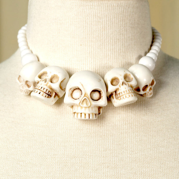 White Skull Necklace Cats Like Us