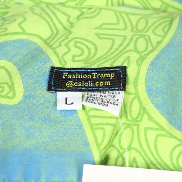 Wild Green & Blue Aloha Shirt Cats Like Us