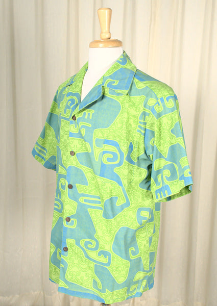 Wild Green & Blue Aloha Shirt Cats Like Us