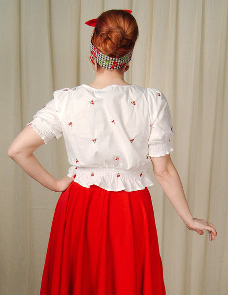 Winnie Cherry Peasant Top Cats Like Us