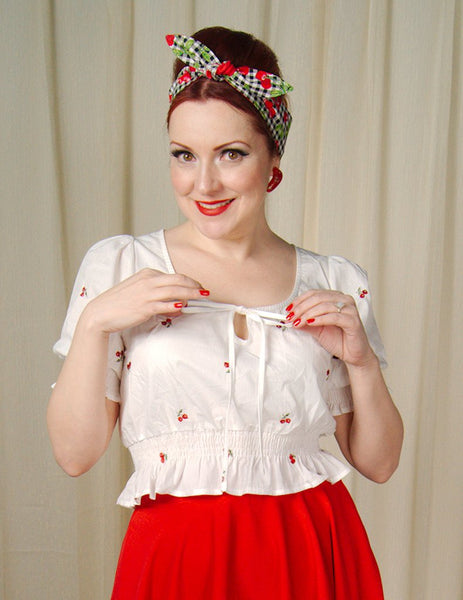 Winnie Cherry Peasant Top Cats Like Us