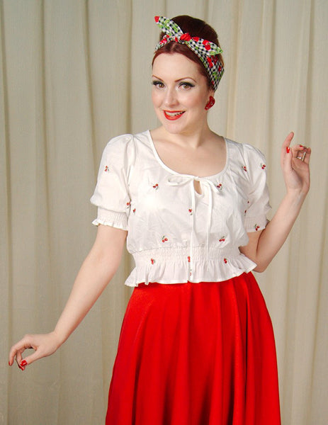 Winnie Cherry Peasant Top Cats Like Us