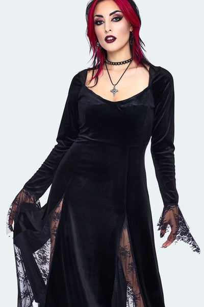 Witchy Velvet & Lace Dress Cats Like Us