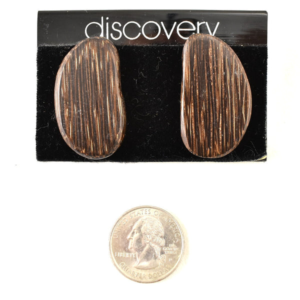 Wood Oval Tiki Earrings Cats Like Us
