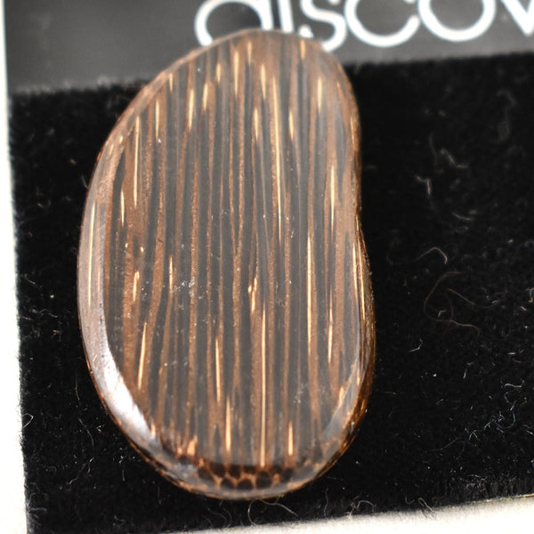 Wood Oval Tiki Earrings Cats Like Us