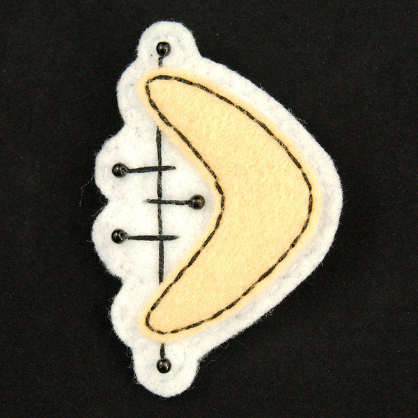 Yellow Atomic Boomerang Pin Cats Like Us