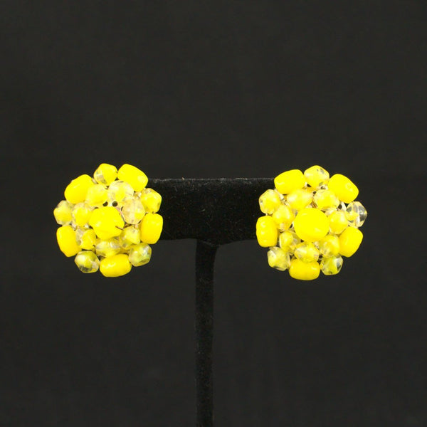 Yellow Bead Cluster Earrings Cats Like Us
