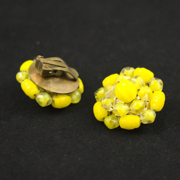 Yellow Bead Cluster Earrings Cats Like Us