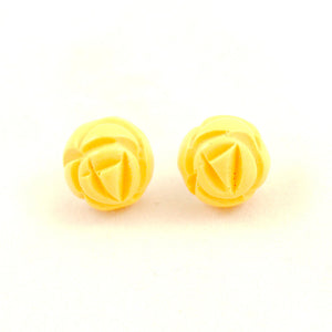 Yellow Carved Rose Bud Earrings Cats Like Us