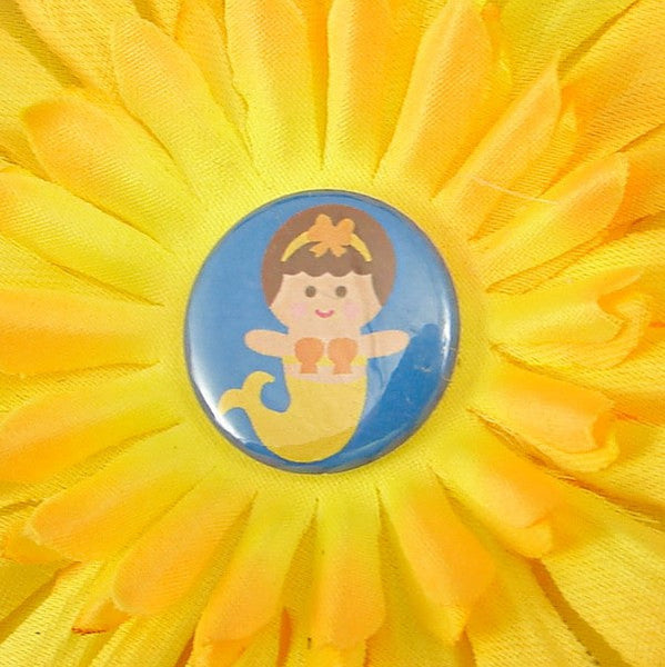 Yellow Mermaid Button Daisy Cats Like Us