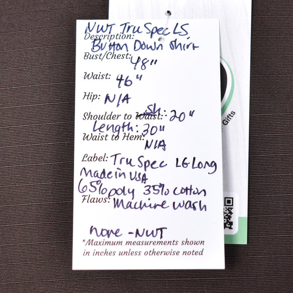 NWT 1990s Vintage LS Brown Tactical Shirt