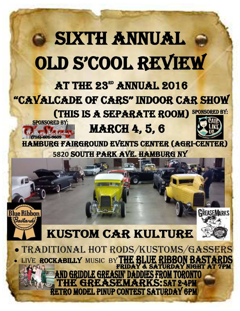 Sponsoring Old S'Cool Room at Cavalcade of Cars and Pre-register for the Pinup Competition at Cats Like Us!