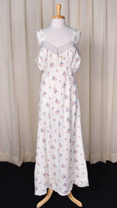 1930s Floral Print Bias Cut Maxi Nightgown Cats Like Us