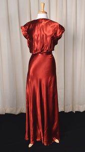 1930s Plunging Back Rust Maxi Dress Cats Like Us