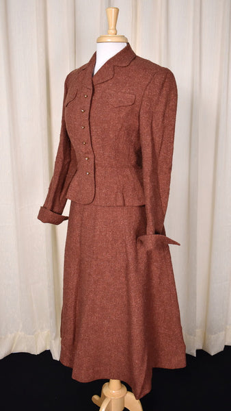 1940s Brown A-line Skirt Suit Cats Like Us