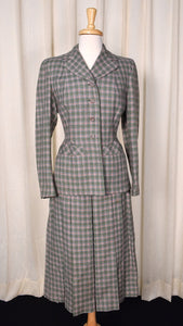 1940s Green Plaid Skirt Suit Cats Like Us