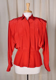 Cats Like Us 1940s Red Pleated Blouse
