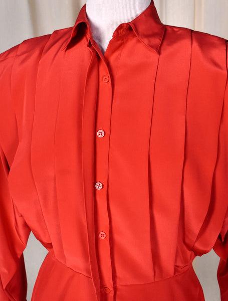 1940s Red Pleated Blouse Cats Like Us