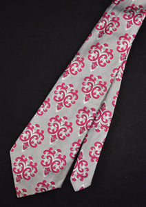 1940s Style Grey Pink Swirl Tie Cats Like Us