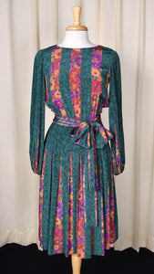1940s Style Pleated Silk Vintage Dress Cats Like Us