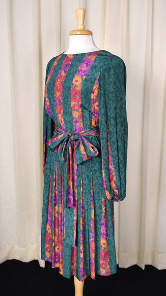1940s Style Pleated Silk Vintage Dress Cats Like Us
