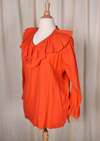 1940s Style Red Ruffle Blouse Cats Like Us