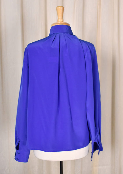 1940s Style Royal Blue Blouse Cats Like Us