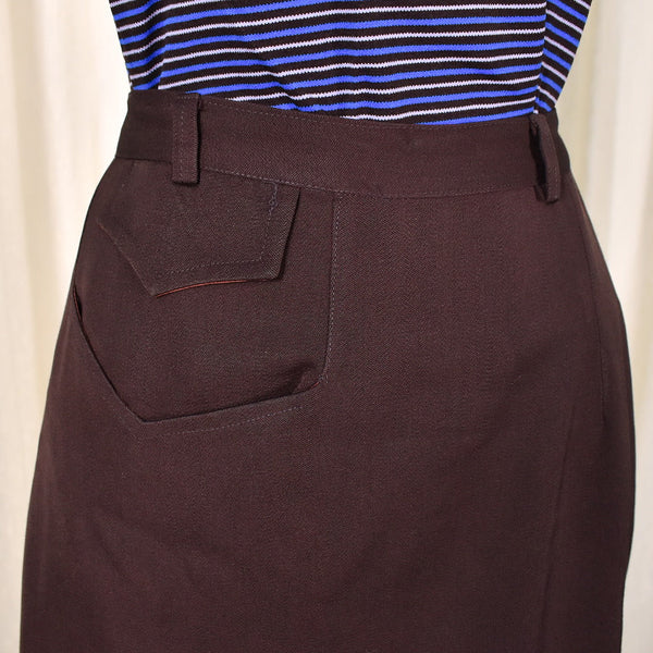 1940s Vintage Brown V Pocket Skirt Cats Like Us
