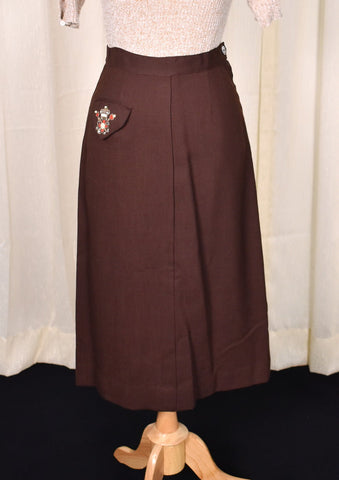 1940s Vintage Rhinestone Pocket Skirt Cats Like Us